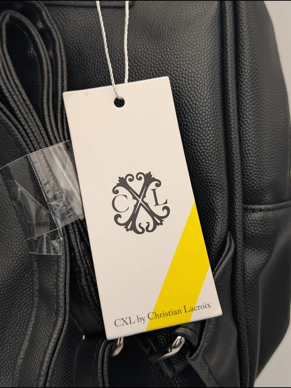 CXL by Christian Lacroix Black Pebbled Backpack Zip Top Silver Hardware